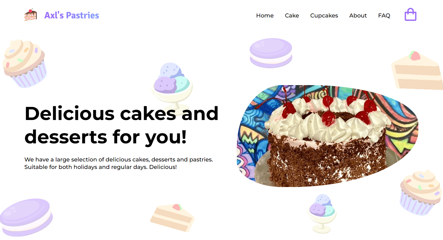 Axl Pastries online shop homepage